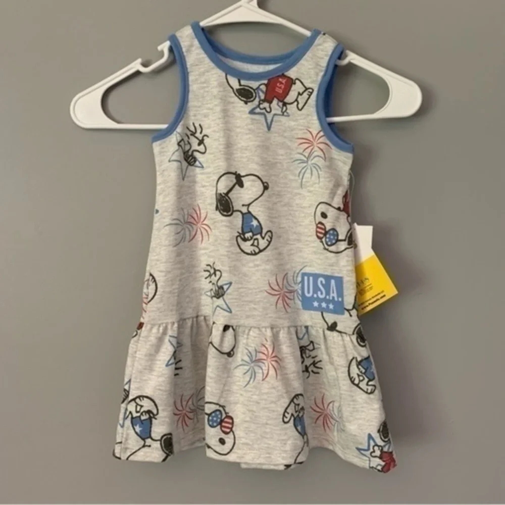 NWT. PEANUTS Girls’ Snoopy and Woodstock USA Dress